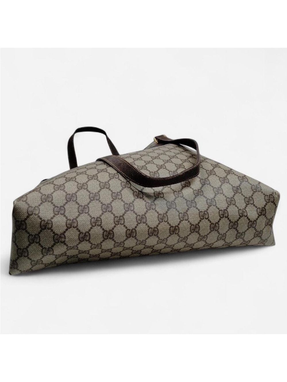 Gucci Vintage GG Canvas Web Stripe Tote Bag Brown Monogram Authentic - Picture 5 of 9